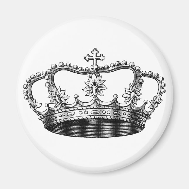 Aimant Couronne vintage noir et blanc (Devant)