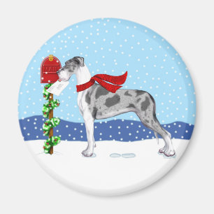 Aimant Courrier Merle UC de Noël de great dane
