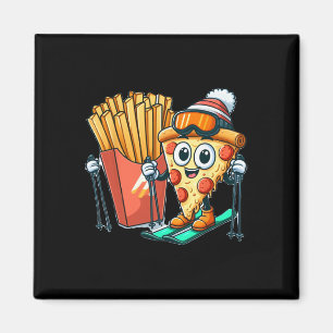 Aimant Cours de ski pour enfants Pizza Frites Ski