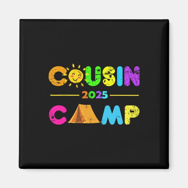Aimant Cousin Camp 2025 Camping Vacances d'été 2025 Fami (Devant)