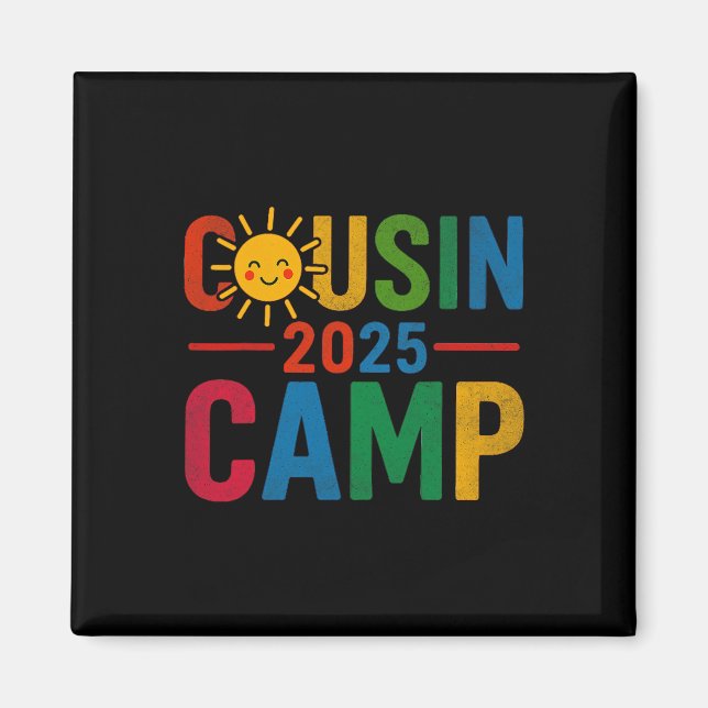 Aimant Cousin Camp 2025 Vacances d'Été Rassemblement fami (Devant)