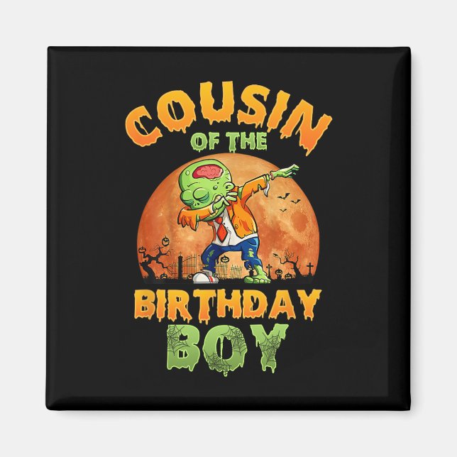 Aimant Cousin De L'Anniversaire Garçon Zombie Maman Hallo (Devant)