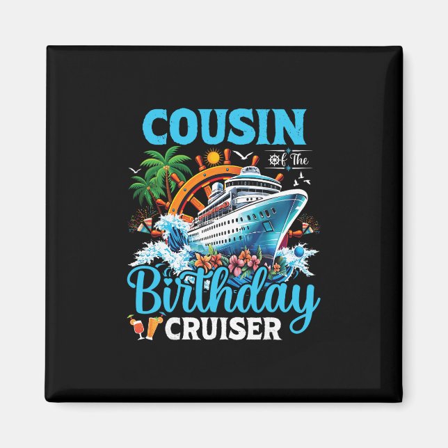 Aimant Cousin du bateau de croisière d'anniversaire Crois (Devant)