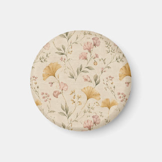Aimant Couverture de jet vintage moutarde florale botaniq