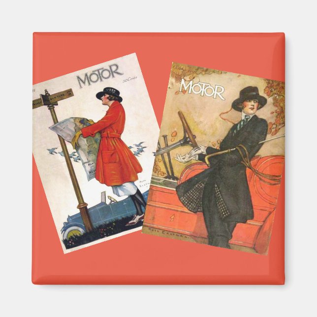 Aimant "Couvertures de magazines automobiles Vintages" (Devant)