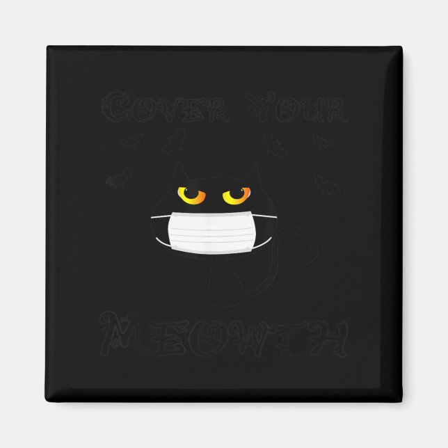 Aimant Couvre Meowth Drôle d'Halloween Masque de Chat Noi (Devant)