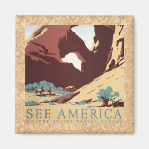 Aimant Cow-boy Désert Vintage Western Chevaux 