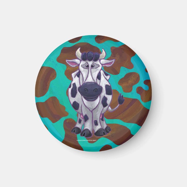Aimant Cow Brown and Teal Print (Devant)