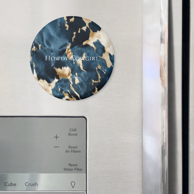 Aimant Cowboy Cowgirl Western Blue Cream Gold Cowboy (In situ (réfrigérateur))