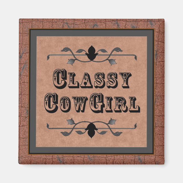 Aimant cowgirl occidental (Devant)