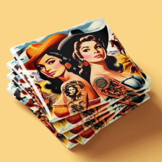 Aimant Cowgirls Tatouées Vintage (Créateur téléchargé)