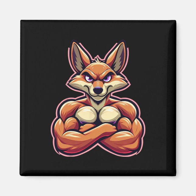 Aimant Coyote Flexing Muscles Van Lover Bodybuilding Gym (Devant)