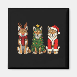 Aimant Coyote Noël Rétro Père Noël Renne 