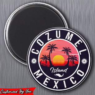 Aimant Cozumel île de Mexico Retro Sunset Souvenirs