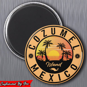 Aimant Cozumel île de Mexico Retro Sunset Souvenirs