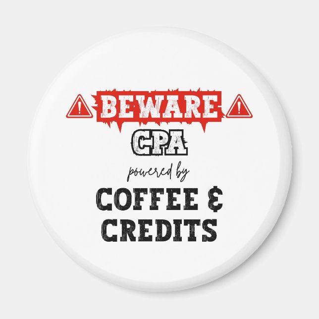 Aimant CPA Propulsée Par Café & Crédits | Comptable drôle (Devant)