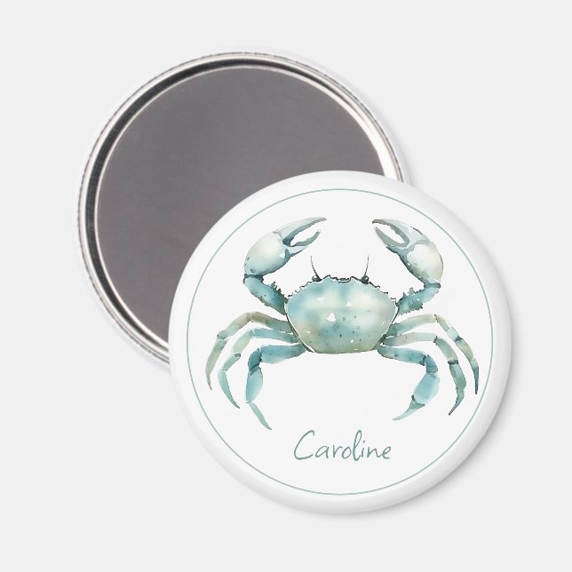 Aimant Crabe à l'aquarelle côtière personnalisé (Recto/Verso)