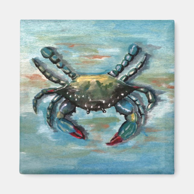 Aimant Crabe bleu sur bleu (Devant)