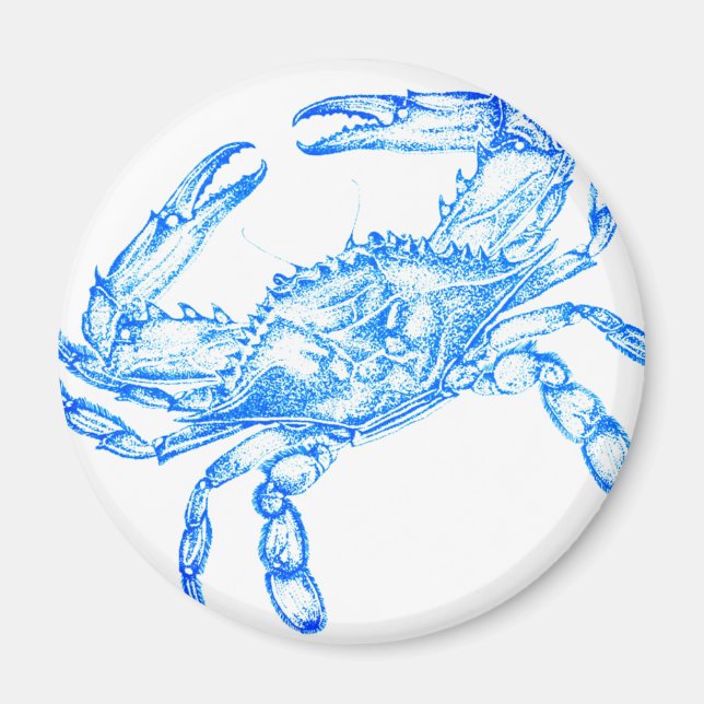 Aimant Crabe bleu vintage - rond (Devant)