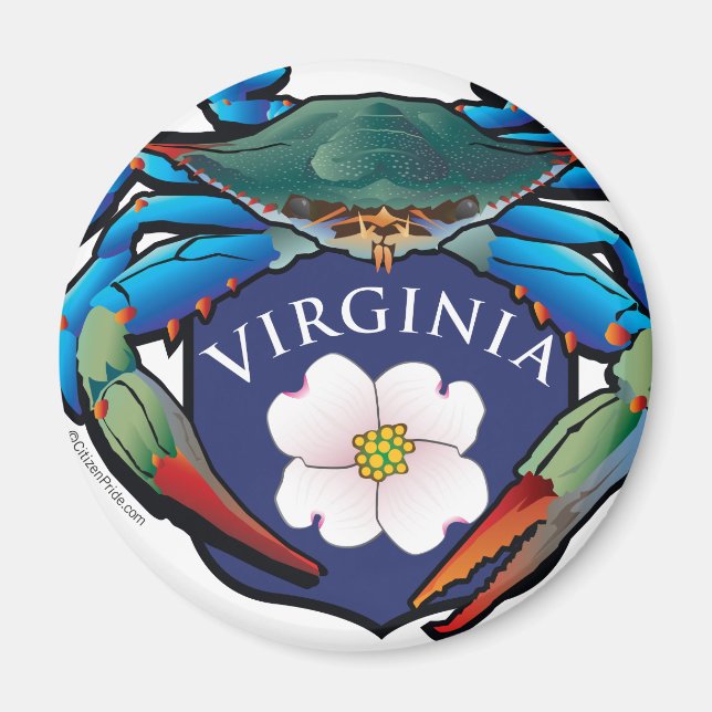 Aimant Crabe bleu Virginia Dogwood Blossom Crest (Devant)
