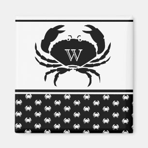 Aimant Crabe marine Monogramme noir et blanc