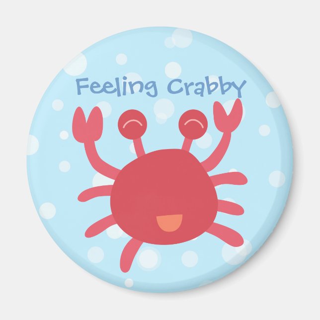 Aimant Crabe Rouge Mignon Sentant Mauvais Jeu de Mots (Devant)