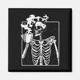 Aimant Crâne amateur de café drôle Sku Halloween