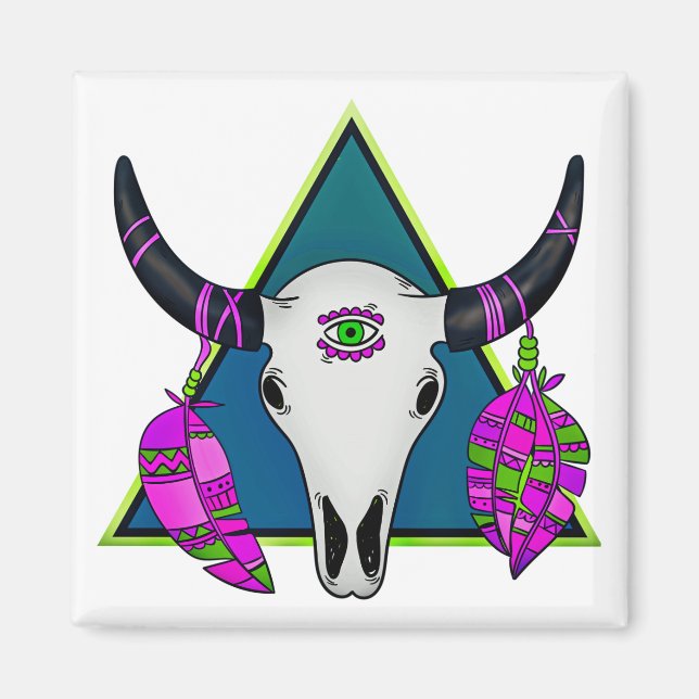 Aimant Crâne animal tribal (Devant)