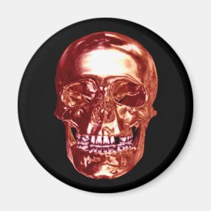 Aimant crâne chrome rouge