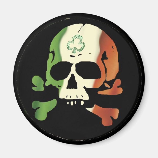 Aimant crâne de drapeau irlandais (Devant)
