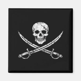 Aimant Crâne de pirate os croisés épée jolly roger