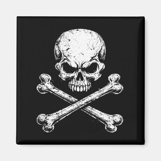 Aimant Crâne de pirate os croisés halloween jolly roger (Devant)