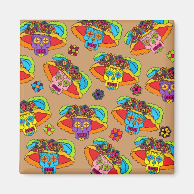 Aimant Crâne de sucre Catrina (Devant)