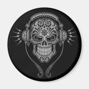 Aimant Crâne de sucre du DJ - noir