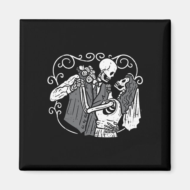 Aimant Crâne de sucre mariée mari fun dia muertos (Devant)