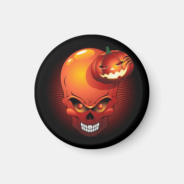 Aimant Crâne d'Halloween et Citrouille (Devant)