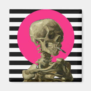 Aimant Crâne d'un squelette avec collage de la cigarette 