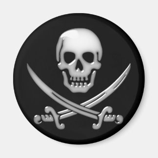 Aimant Crâne et os croisés de l'épée et du pirate de verr