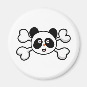 Aimant Crâne et os croisés d'ours panda