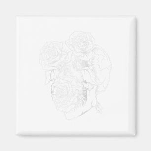 Aimant Crâne Fleur Et Tatouage Rose Art Graphique Floral