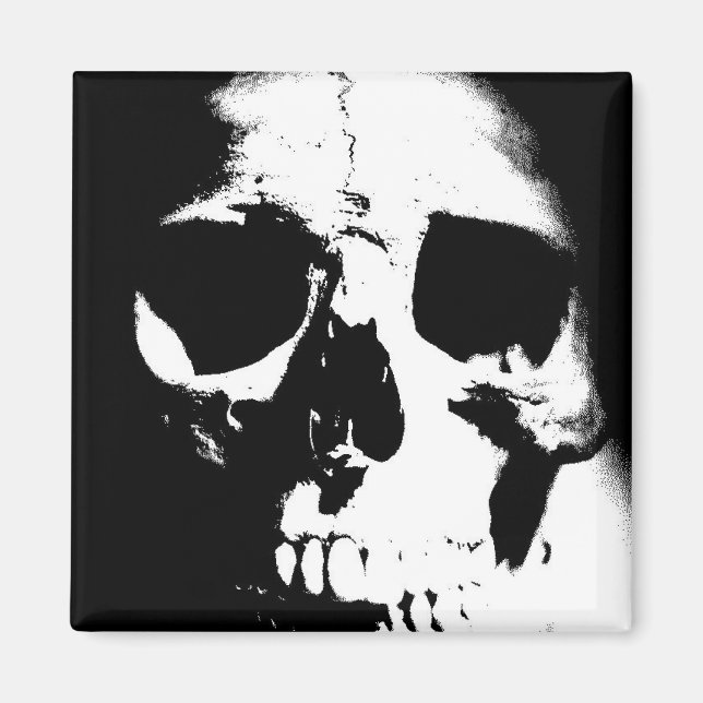 Aimant Crâne noir et blanc (Devant)