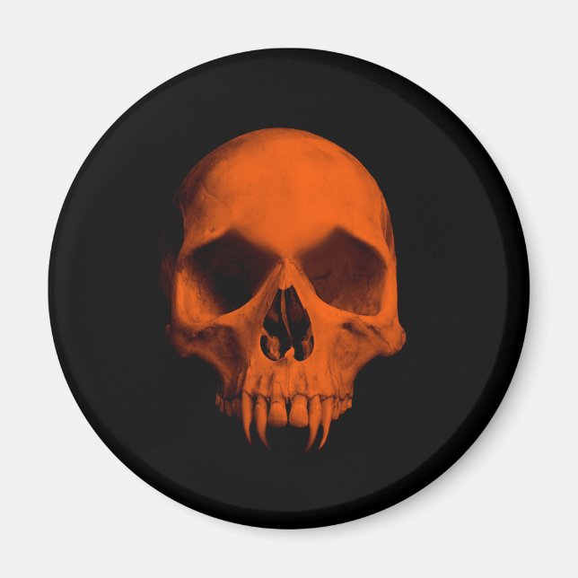 Aimant Crâne orange d'Halloween (Devant)