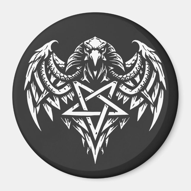 Aimant Crâne Pentagramme Tribal par BurnsInhell (Devant)