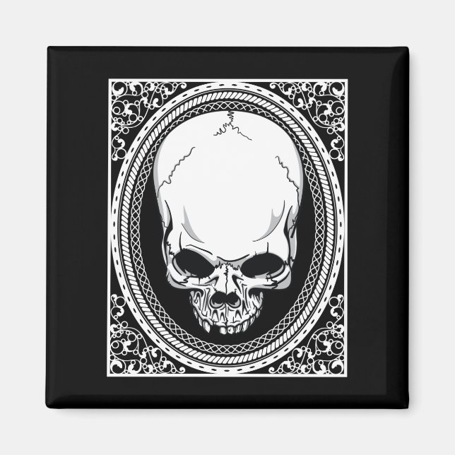 Aimant Crâne ~ Skeleton Skuls Gothique Noir (Devant)