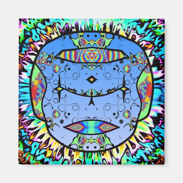 Aimant Crâne tatoué coloré v0 (Devant)