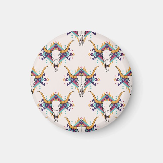 Aimant Crâne taureau de la tribu : Boho Seamless (Devant)