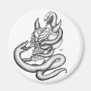 Aimant Crâne - têtes de diable avec serpent
