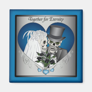 Aimant Crânes de mariage - Bleu
