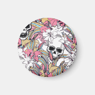 Aimant Crânes Lily Fleurs : Boho Vintage.