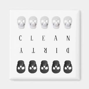 Aimant Crânes Nettoyer Lave-Vaisselle Noir Et Blanc